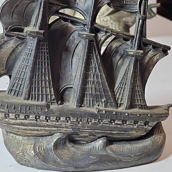 Old Ironsides Constitution 3 Mast Metal Bookends Set Of 2  1 Lb 8 Oz Each - Picture 15 of 16